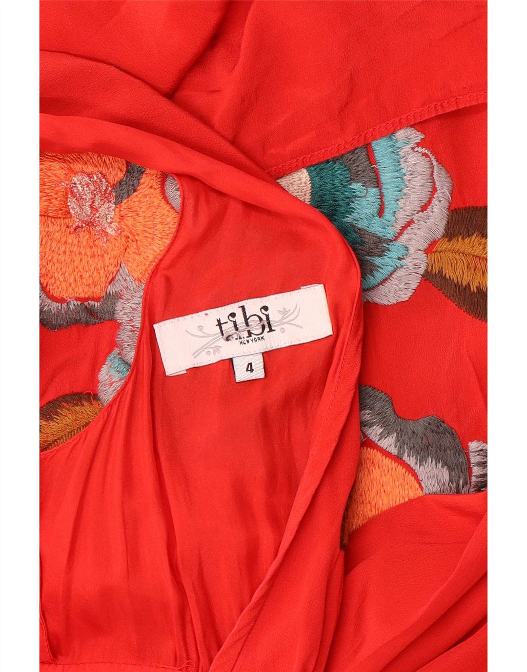 Tibi Maxi vestido gráfico para mujer US 4 pequeño rojo floral