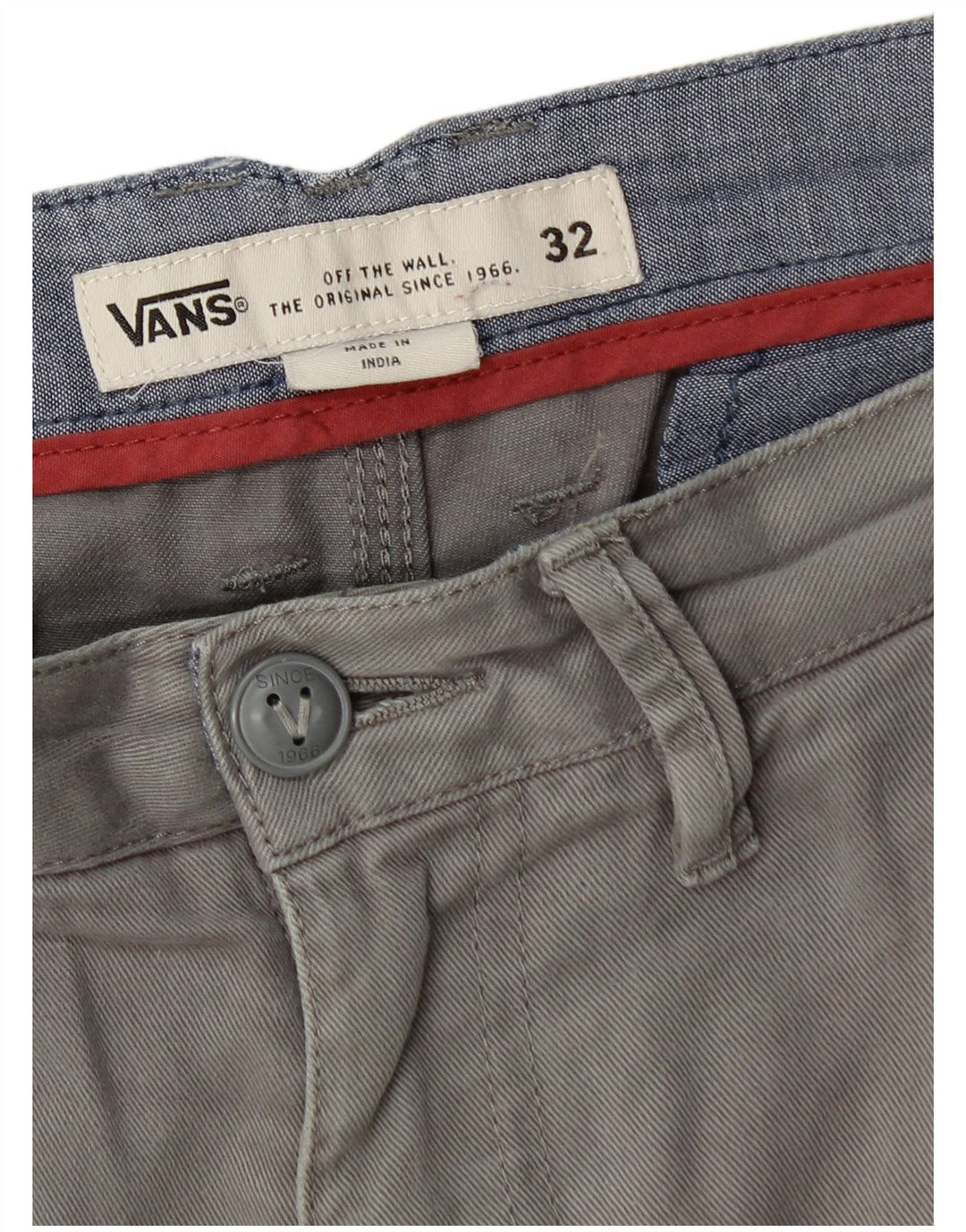 Pantalones cortos chinos Vans W32 de algodón gris medio para hombre