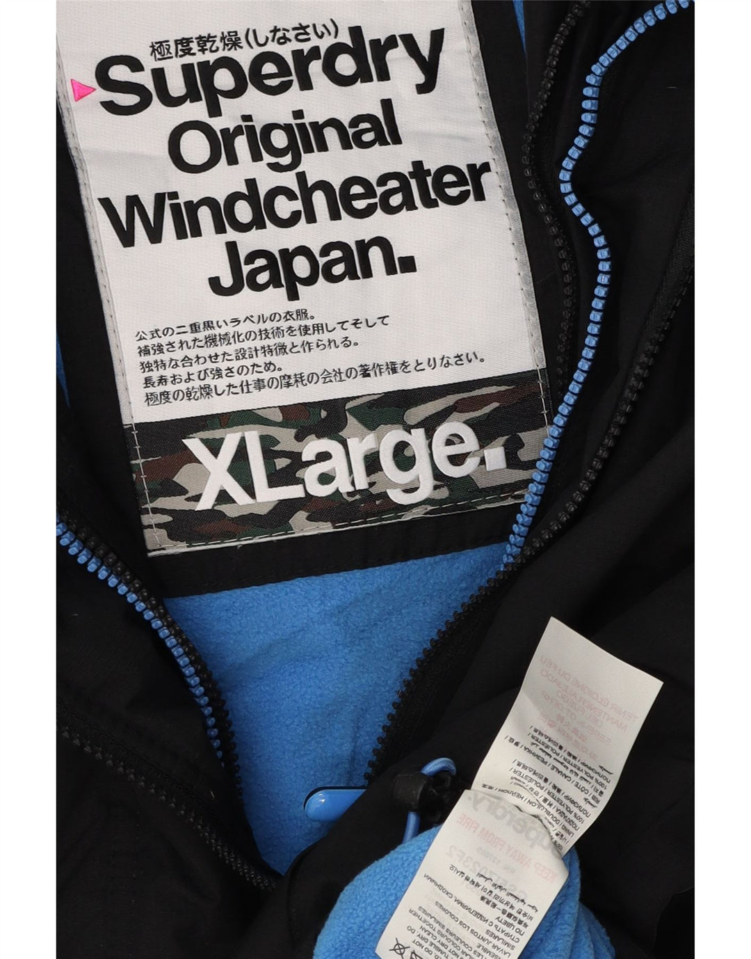 SUPERDRY Chaqueta Cortavientos con Capucha Windcheater para Mujer UK 40 XL Negro