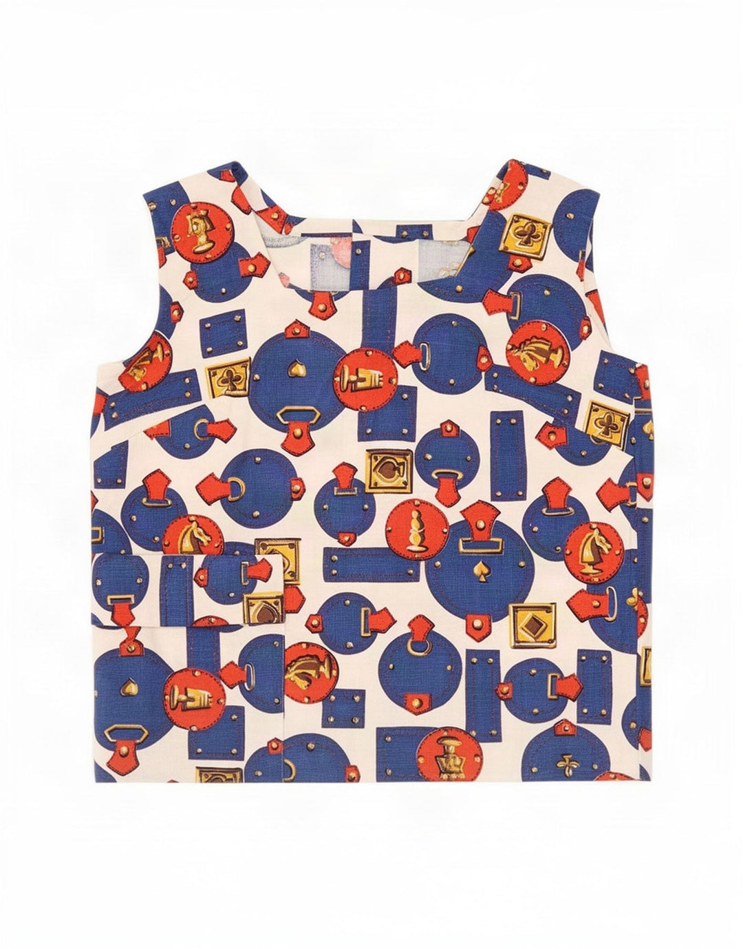 Vintage mujer blusa sin mangas Top Reino Unido 12 medio multicolor geométrico