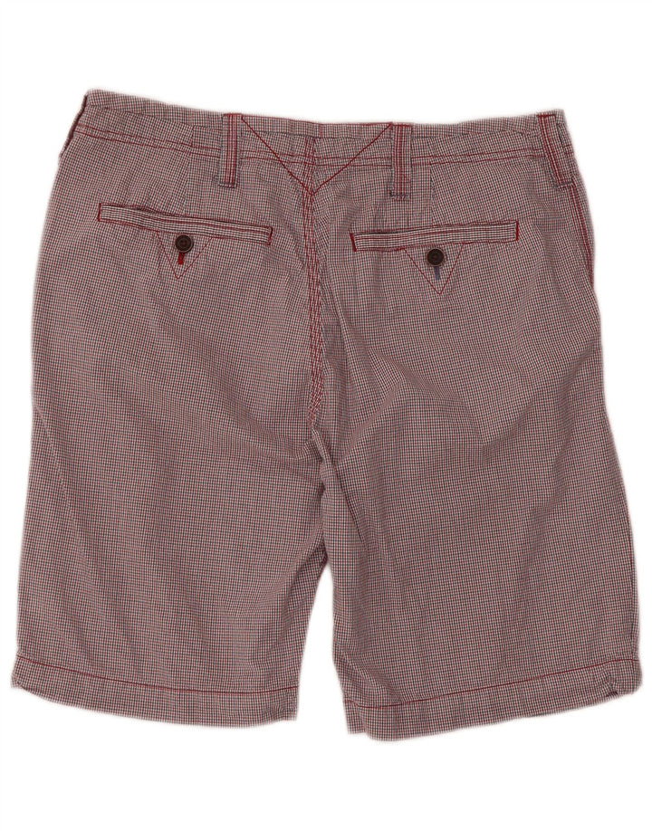 WHITE STUFF Pantalones cortos chinos para hombre W34 Algodón a cuadros rojo grande