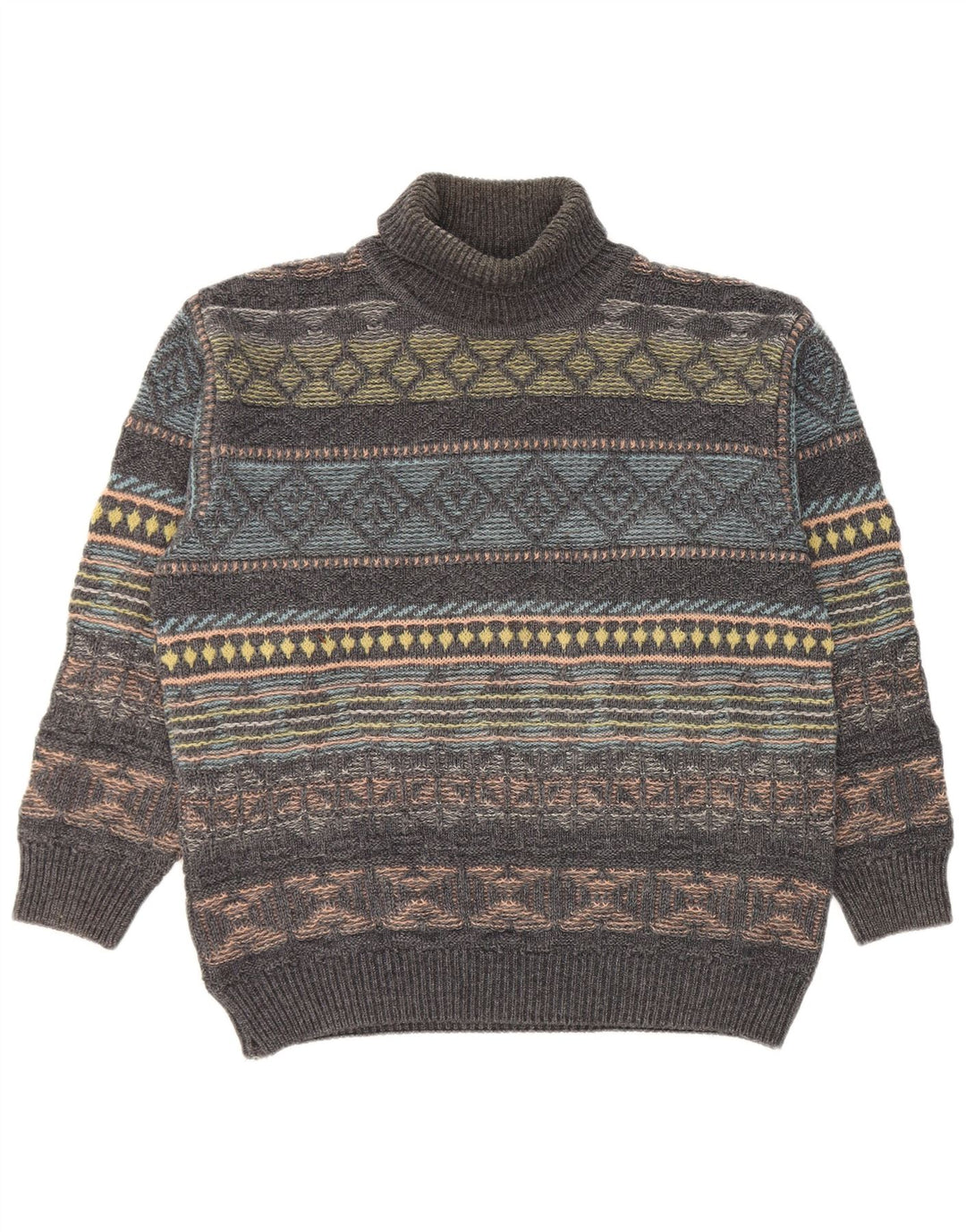 Gilberto Jersey de cuello vuelto para hombre IT 56 2XL Lana geométrica gris