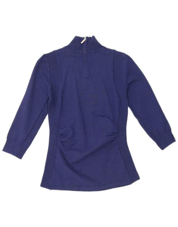 Karen Millen Womens 3/4 Sleeve Turtle Neck Jumper Sweater UK 2 2XS Blue