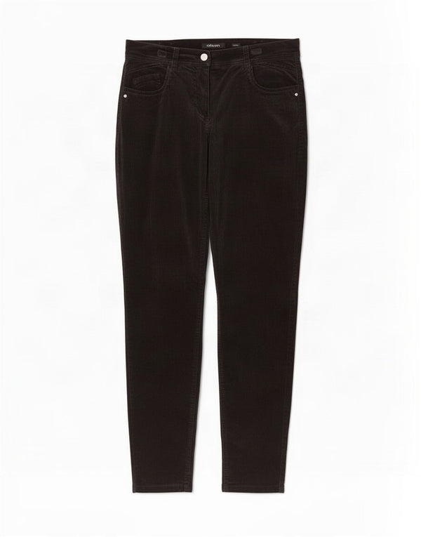 Olsen Mujer Dana Slim Terciopelo Casual Pantalones UK 10 Small W30 L30 Negro