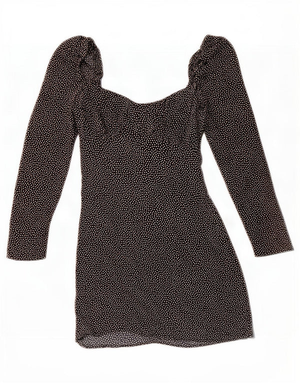 Zara Mujer Mini Vestido Con Hombros Descubiertos UK 6 XS Negro Manchado