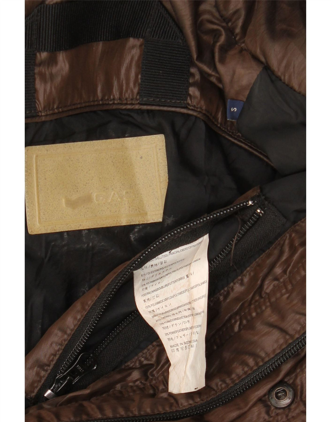 Chaqueta bomber acolchada con capucha para hombre Gas UK 36 Small Marrón Poliéster