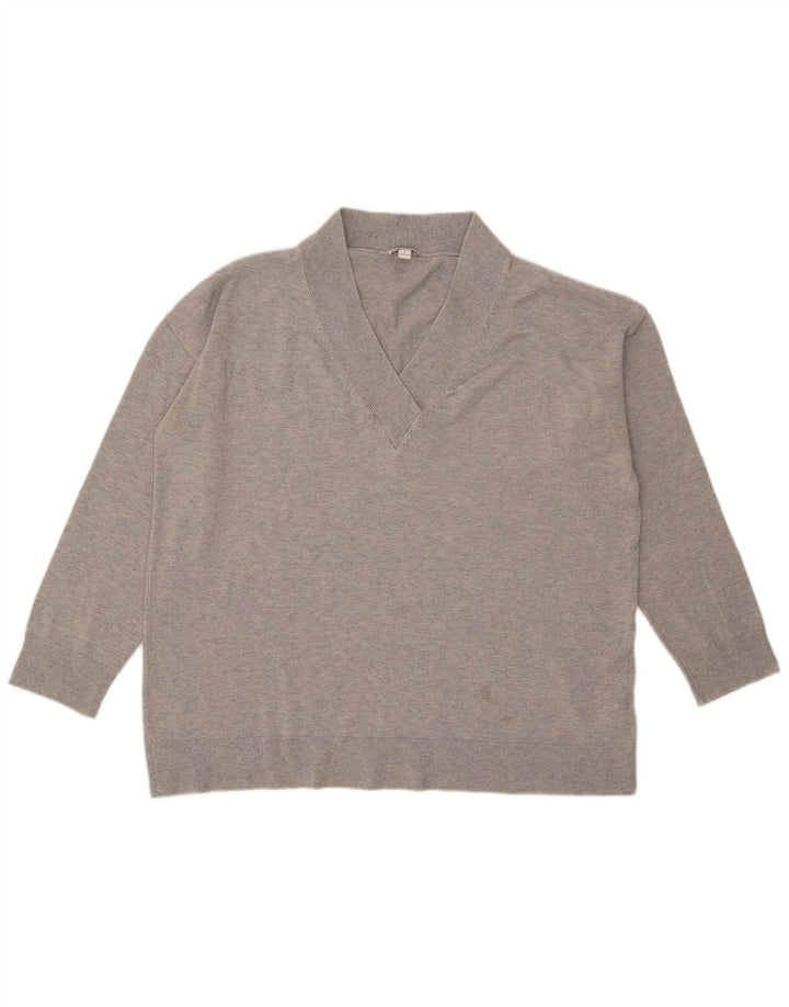 Gap Suéter tipo jersey de gran tamaño con cuello en V para mujer UK 46 Grande gris moteado