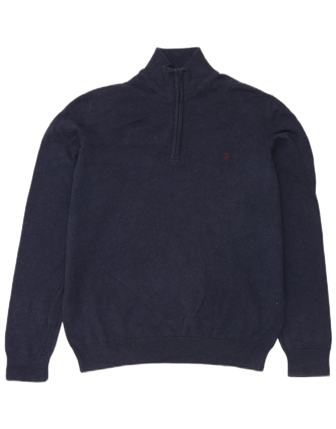 Farah Mens Zip Neck Jumper Sweater Large Azul Marino Algodón