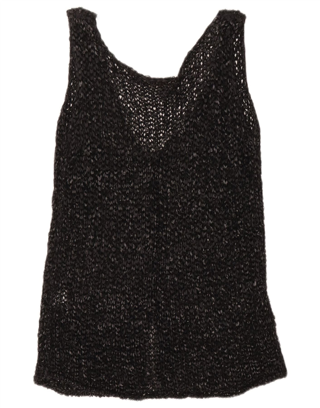 Codice Cárdigan de crochet sin mangas para mujer UK 46 Algodón gris grande
