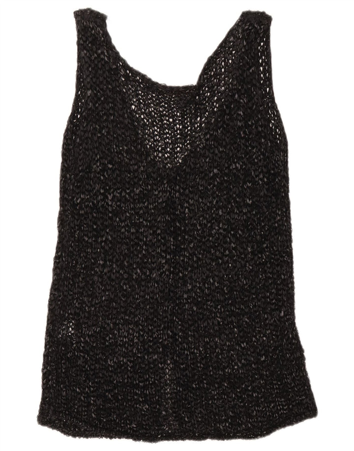 Codice Cárdigan de crochet sin mangas para mujer UK 46 Algodón gris grande