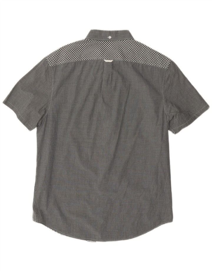 Penguin Hombre Heritage Camisa De Manga Corta De Algodón A Cuadros Gris Medio