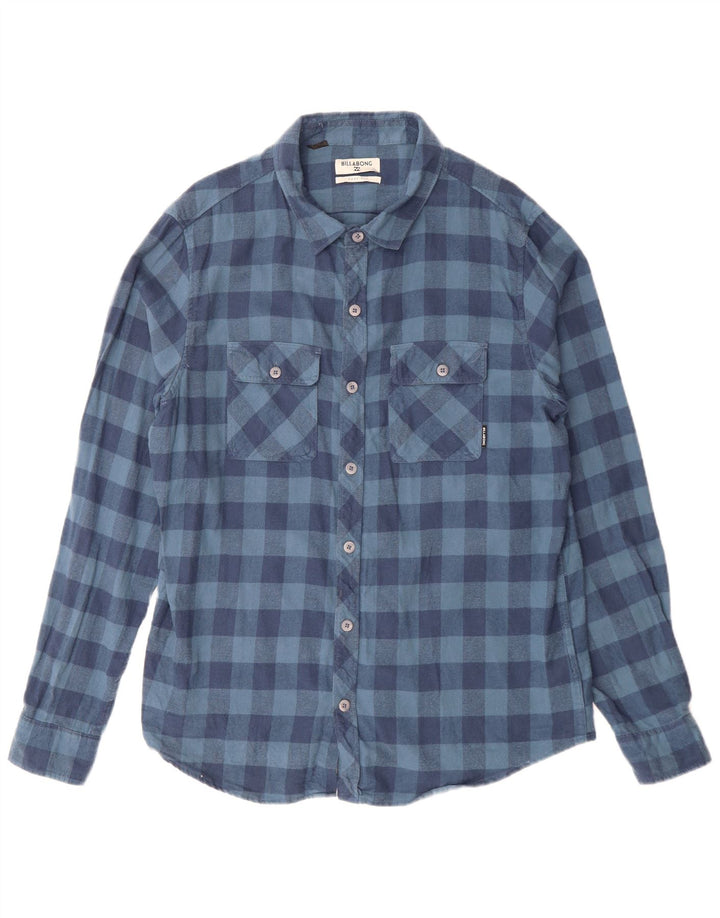 BILLABONG Camisa de Franela de Algodón a Cuadros Azul Grande para Hombre