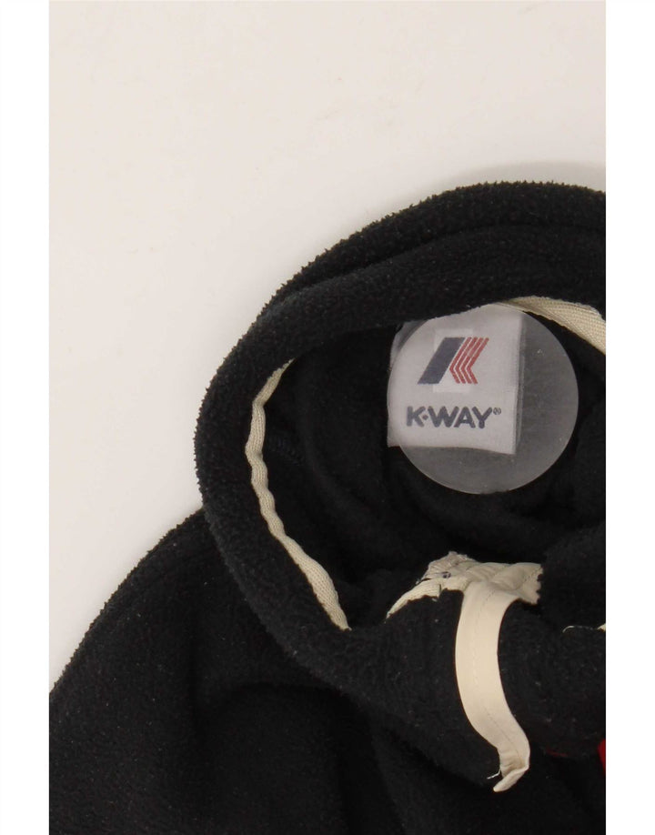 K-Way Jersey de forro polar con cuello y cremallera para hombre, tamaño mediano, negro a rayas