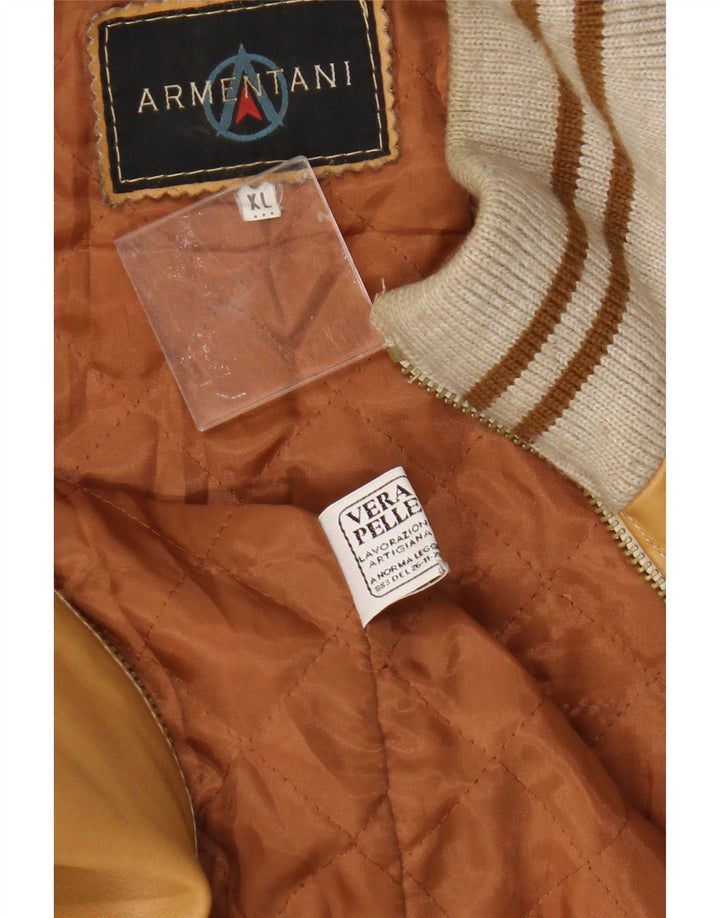 Vintage hombres bombardero chaqueta de cuero Reino Unido 42 XL cuero beige