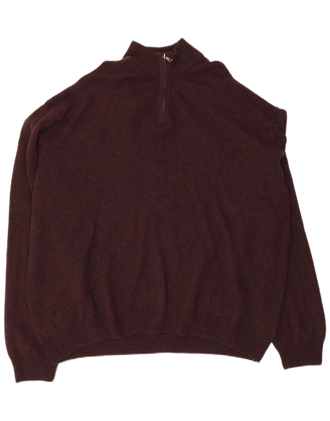 MARKS & SPENCER Jersey con cuello y cremallera para hombre 4XL Lana burdeos