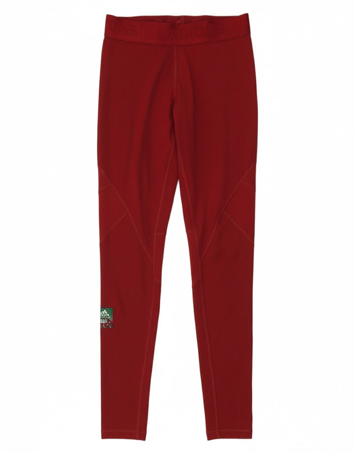 ADIDAS Womens Climacool Graphic Leggings UK 8/10 Small  Burgundy Polyester