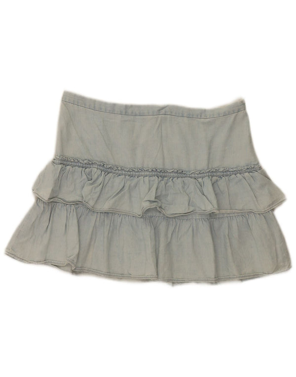French Connection Minifalda vaquera con volantes para mujer UK 40 Medium W32 Azul