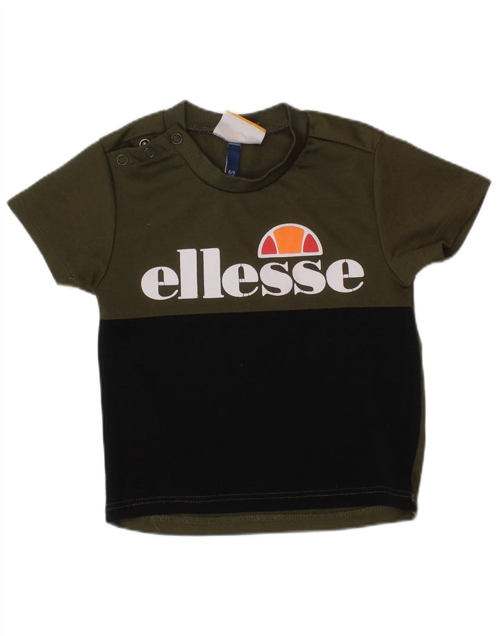 ELLESSE Camiseta gráfica para bebés niños 6-9 meses Caqui Colorblock