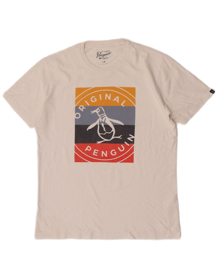 Penguin - Camiseta gráfica para hombre, talla grande, algodón blanco