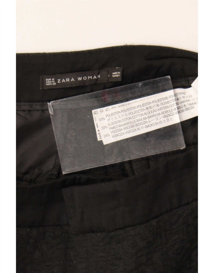 Zara Mujer Pantalones Cortos Slim Medium W28 L25 Poliéster Moteado Negro