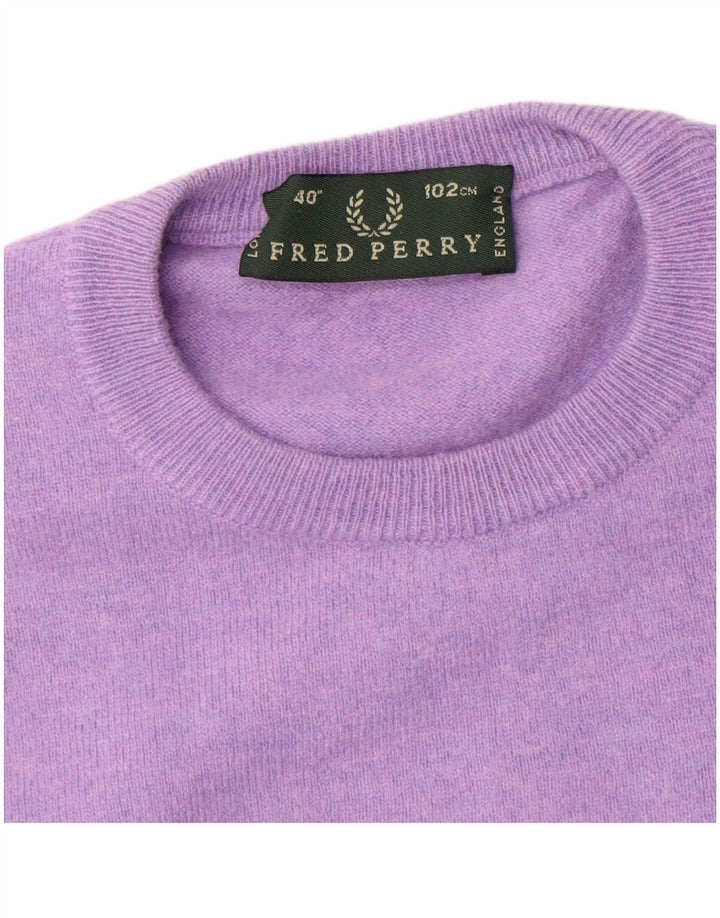 Jersey Fred Perry Mujer Con Cuello Redondo De Lana Morado Medio