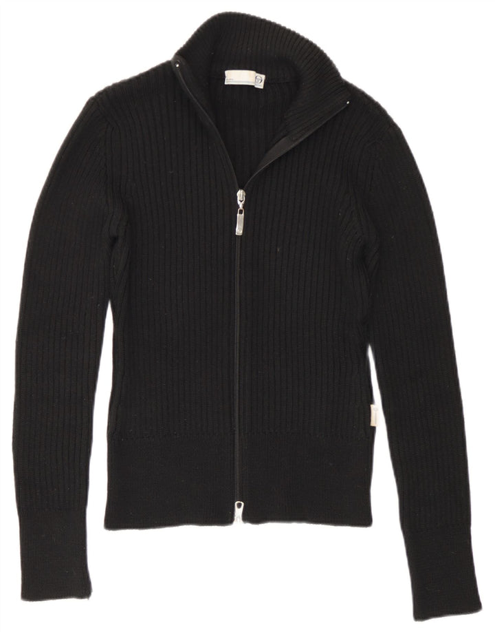 Sergio Tacchini Suéter tipo cárdigan con cremallera completa para mujer UK 10 Small Black