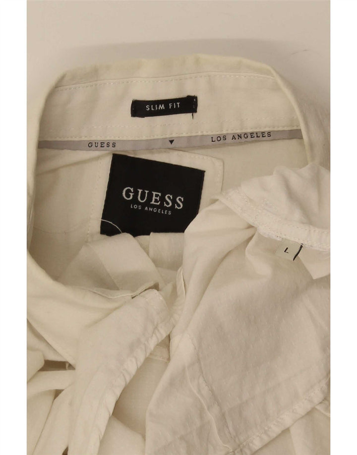Guess Camisa Slim Fit Para Hombre Blanco Grande