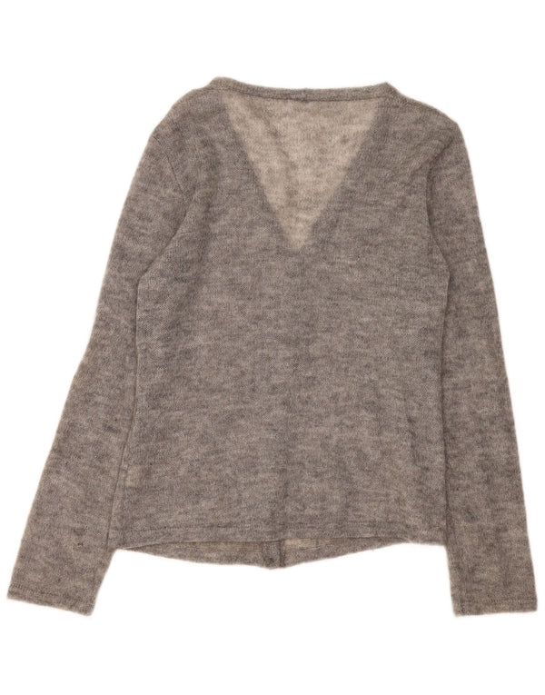 Vintage Womens Cardigan Sweater UK 16 Large Grey Flecked Elastane