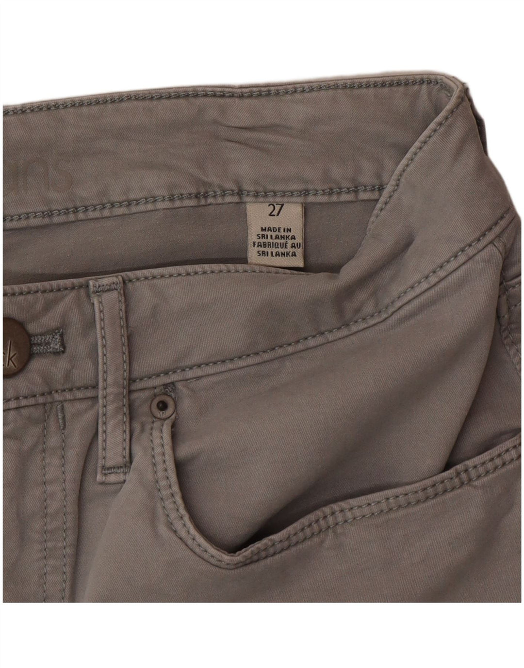 Calvin Klein Pantalones Calientes De Cintura Alta Para Mujer W27 Pequeño Algodón Gris