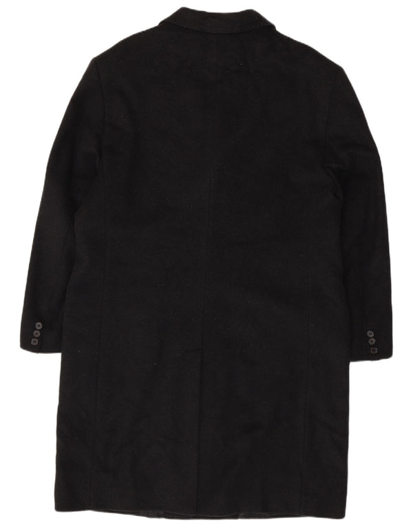 VINTAGE Hombres Chesterfield Abrigo IT 54 2XL Lana Negra