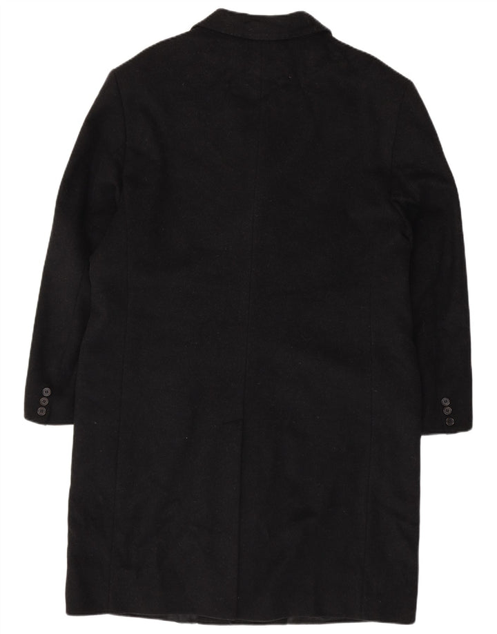 VINTAGE Hombres Chesterfield Abrigo IT 54 2XL Lana Negra