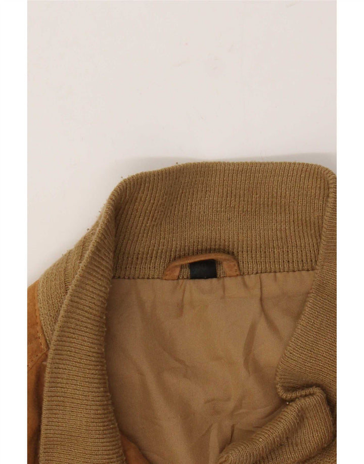 Vintage hombres ante bomber chaqueta IT 50 cuero marrón grande