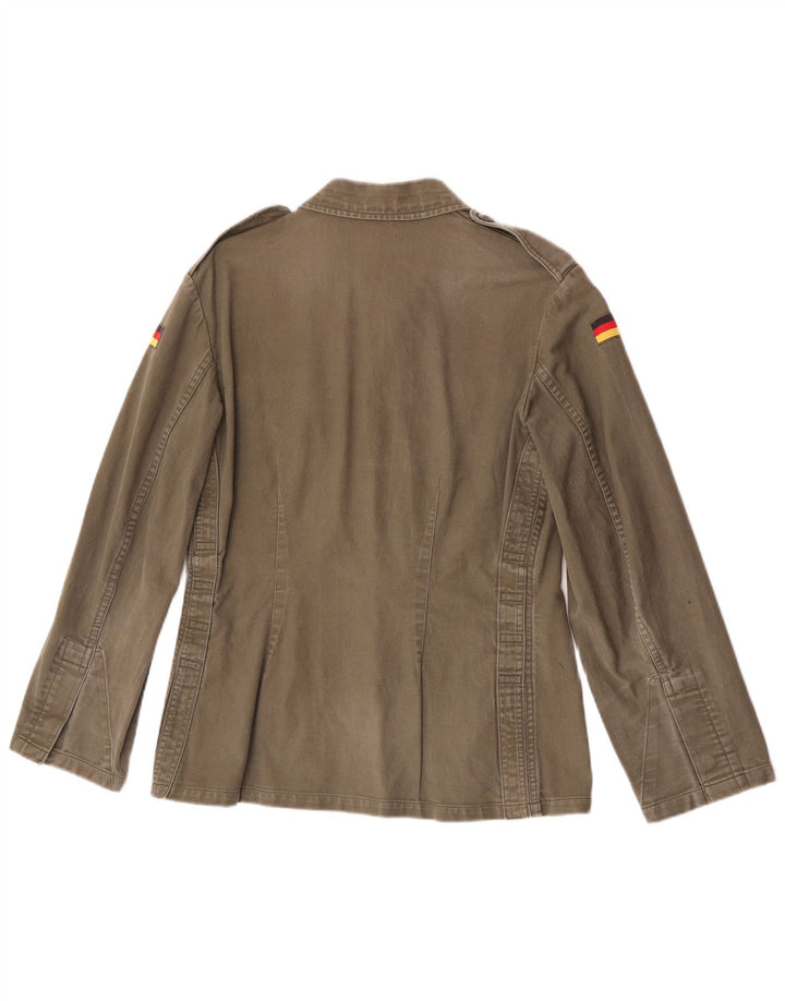 Vintage mujer camisa militar Reino Unido 10 pequeño caqui