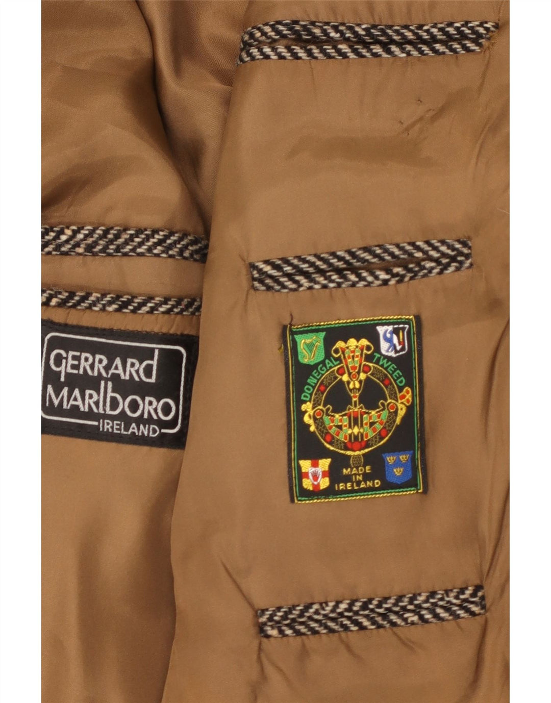 GERRARD MARLBORO Chaqueta tipo blazer de tweed Donegal para hombre UK 38 Marrón medio