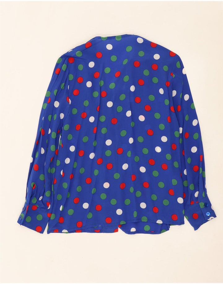 Vintage mujer camisa blusa Reino Unido 14 grande azul manchado