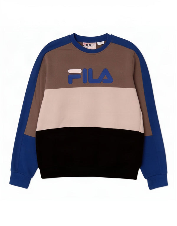 Fila Hombre Graphic Sudadera Jumper Small Multicolor Colorblock Algodón