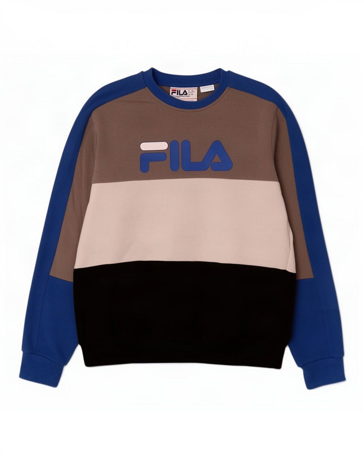 Fila Hombre Graphic Sudadera Jumper Small Multicolor Colorblock Algodón