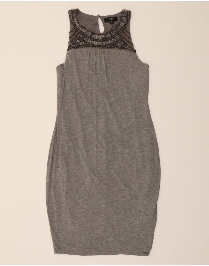 MOSSIMO Womens Sleeveless Bodycon Dress UK 12 Medium Grey Rayon Vintage Mossimo and Second-Hand Mossimo from Messina Hembry 