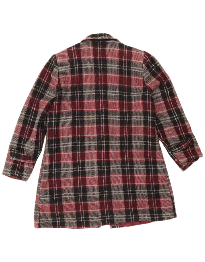 Abrigo vintage para mujer IT 48 XL Lana a cuadros burdeos