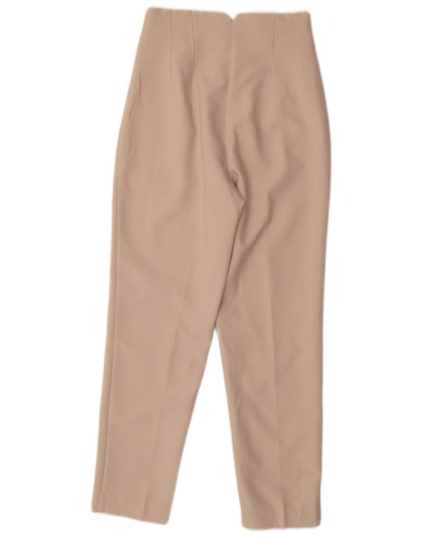 Zara Mujer Pantalones Casuales Cónicos De Cintura Alta XS W24 L26 Beige