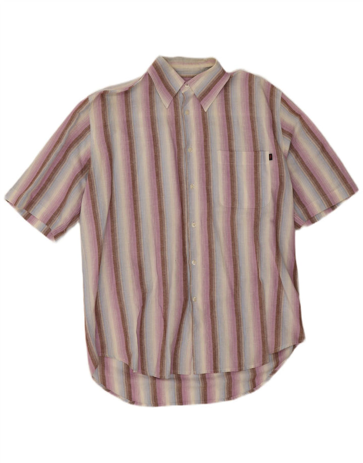 Marlboro Classics Camisa De Manga Corta Para Hombre Grande De Lino A Rayas Multicolor