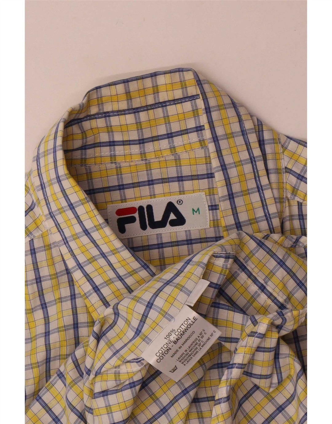 Fila Hombre Camisa De Manga Corta De Algodón A Cuadros Amarillo Medio