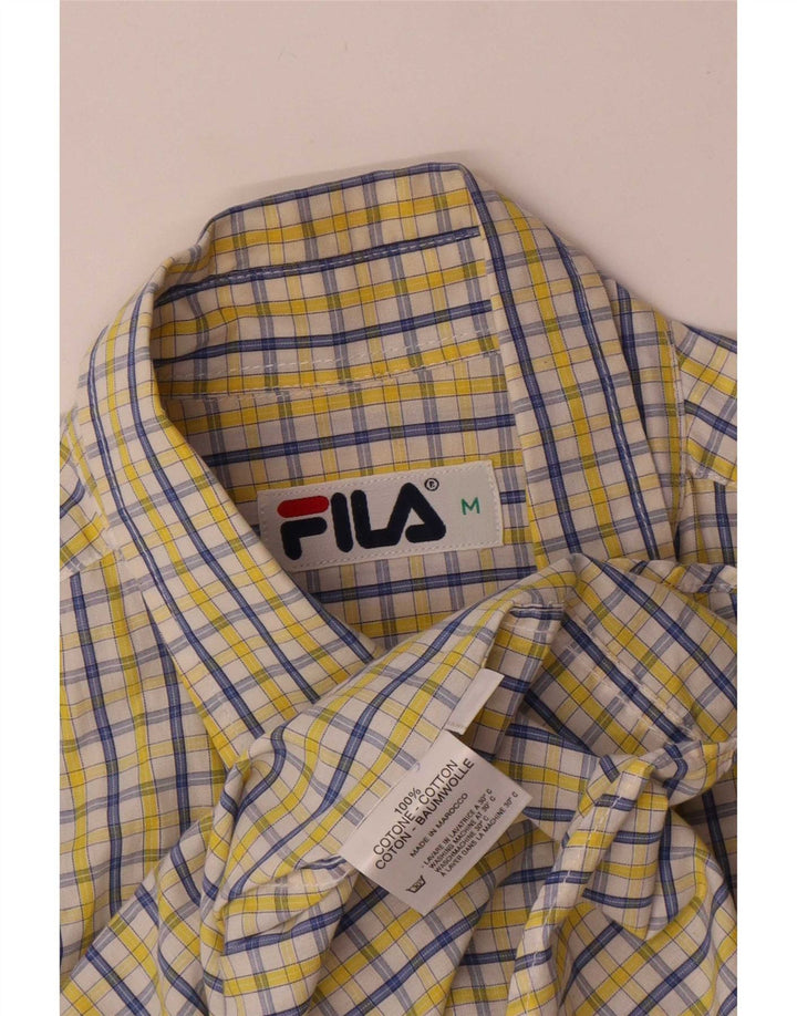 Fila Hombre Camisa De Manga Corta De Algodón A Cuadros Amarillo Medio