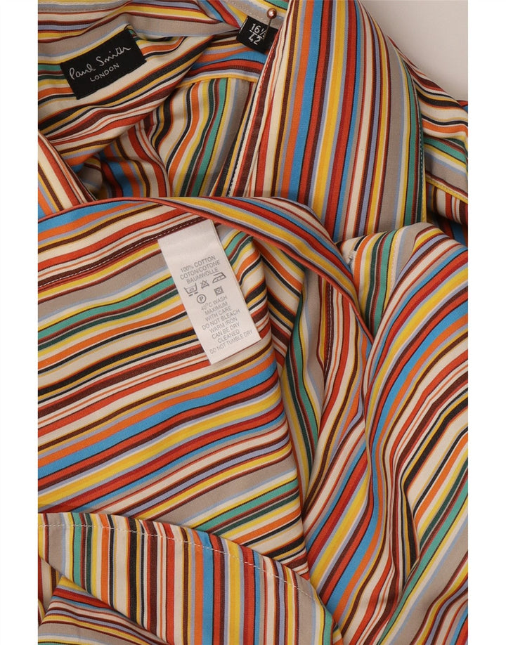 PAUL SMITH Camisa para hombre Talla 16 1/2 42 Algodón a rayas multicolor grande