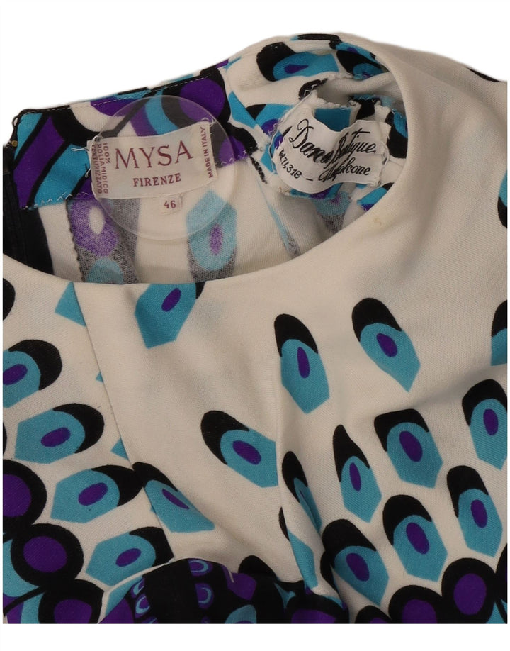 Conjunto de falda vintage de 2 piezas para mujer IT 46 Grande W28 Poliamida geométrica blanca
