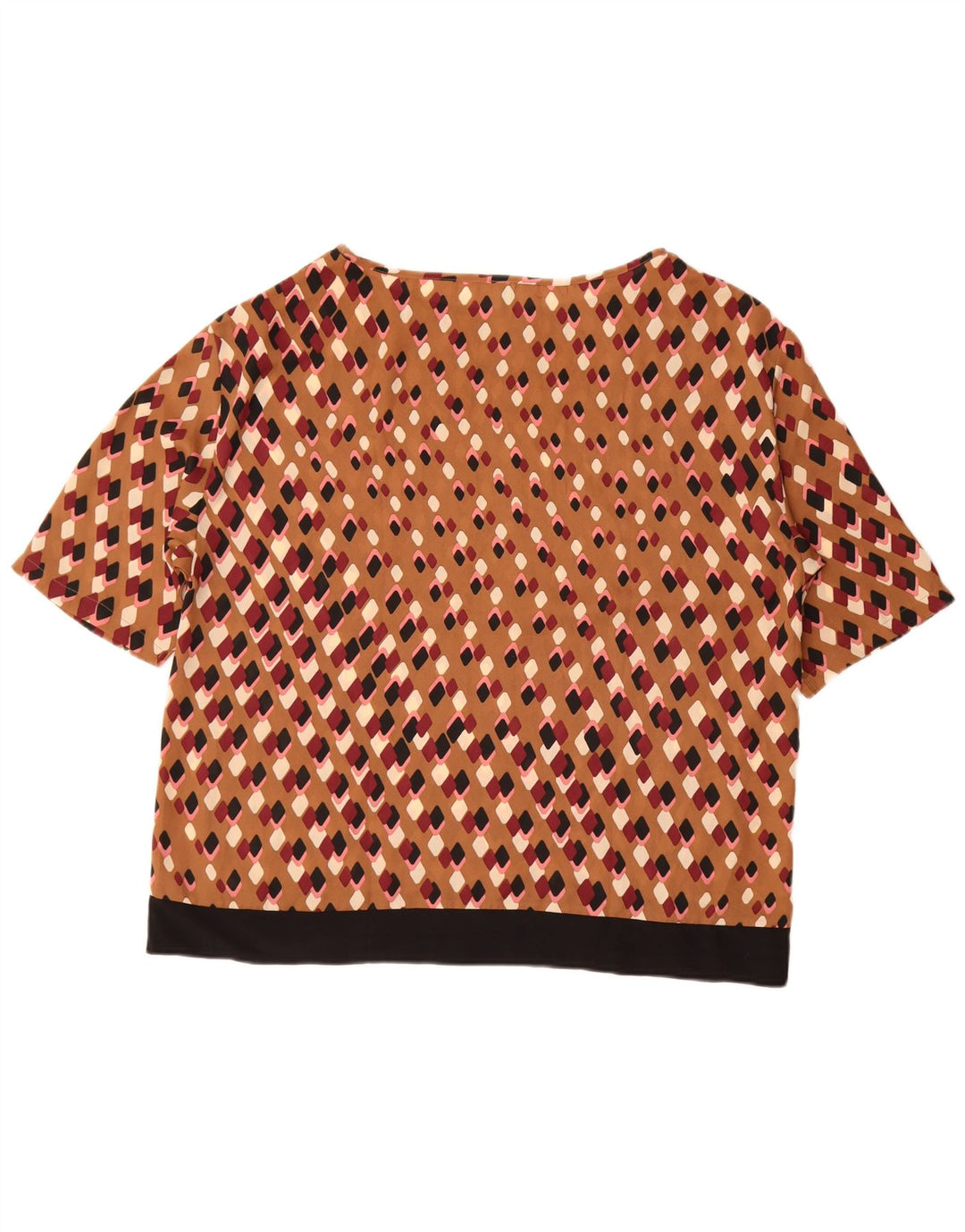 Benetton Blusa Mujer UK 46 Large Marrón Geométrico