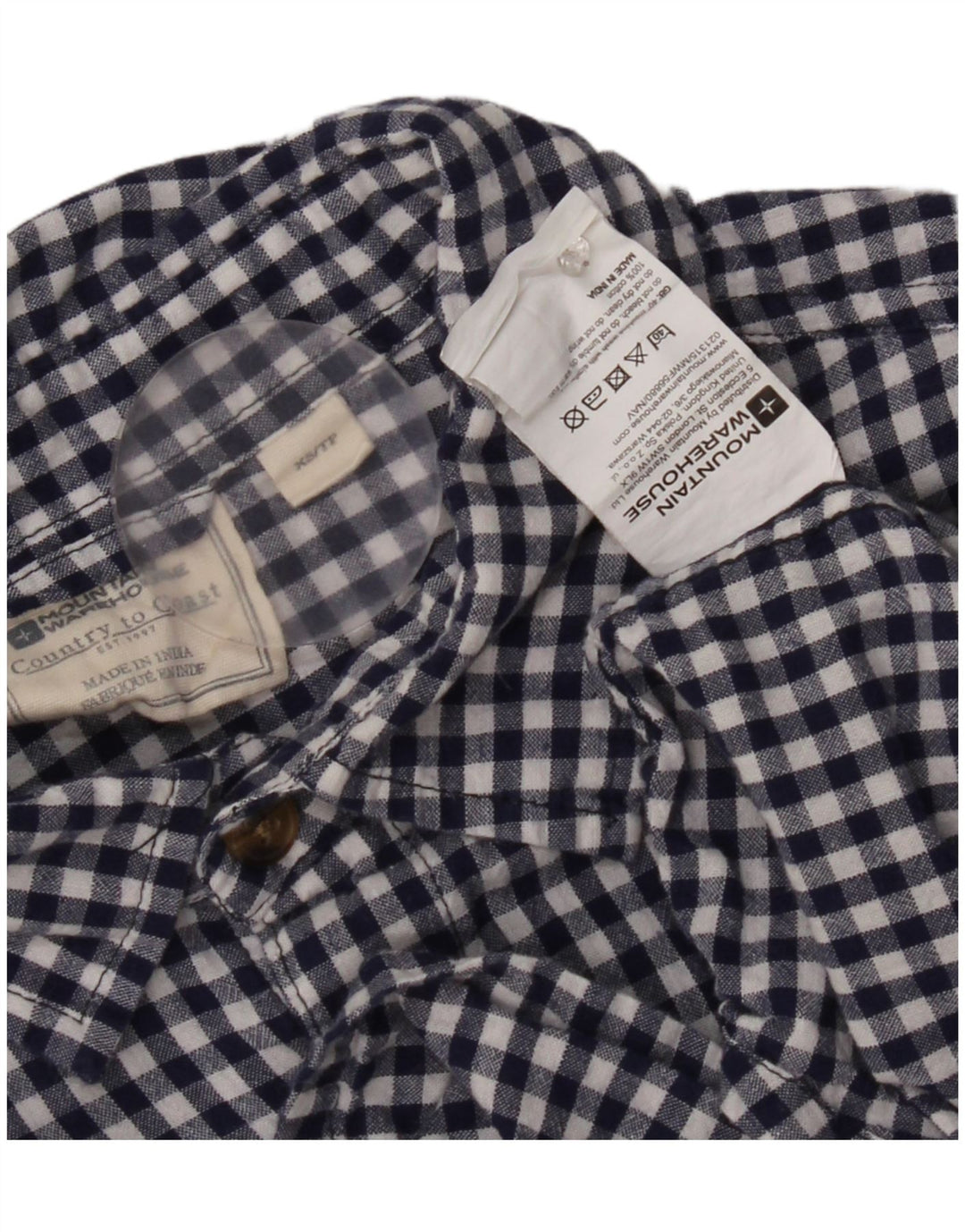 Camisa de manga corta para hombre Mountain Warehouse XS Algodón a cuadros azul