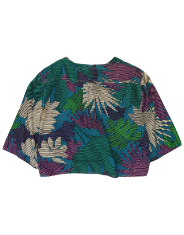 Vintage mujer crop 3/4 manga blusa top IT 42 medio multicolor floral