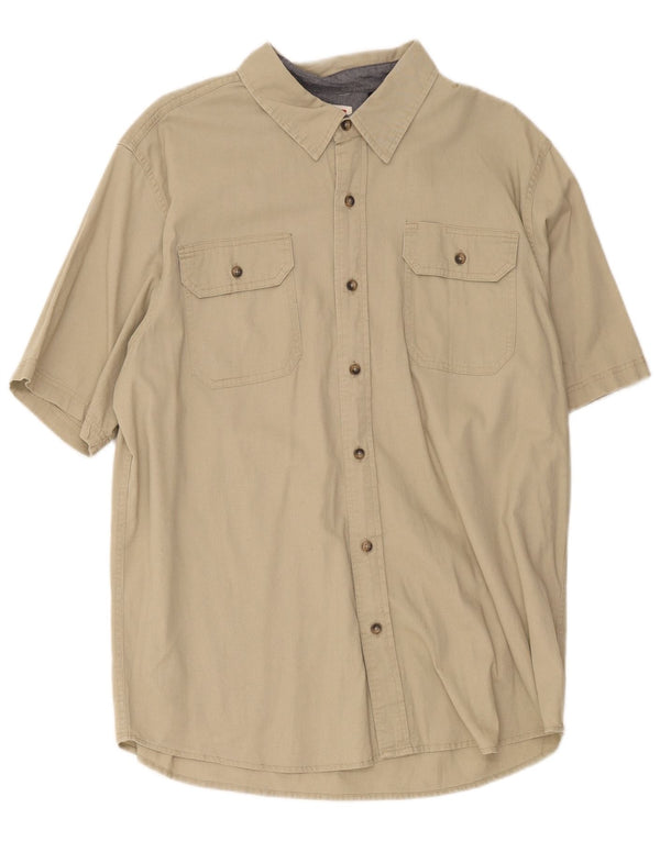 Wrangler Camisa De Manga Corta Regular Fit Para Hombre Algodón Caqui Grande