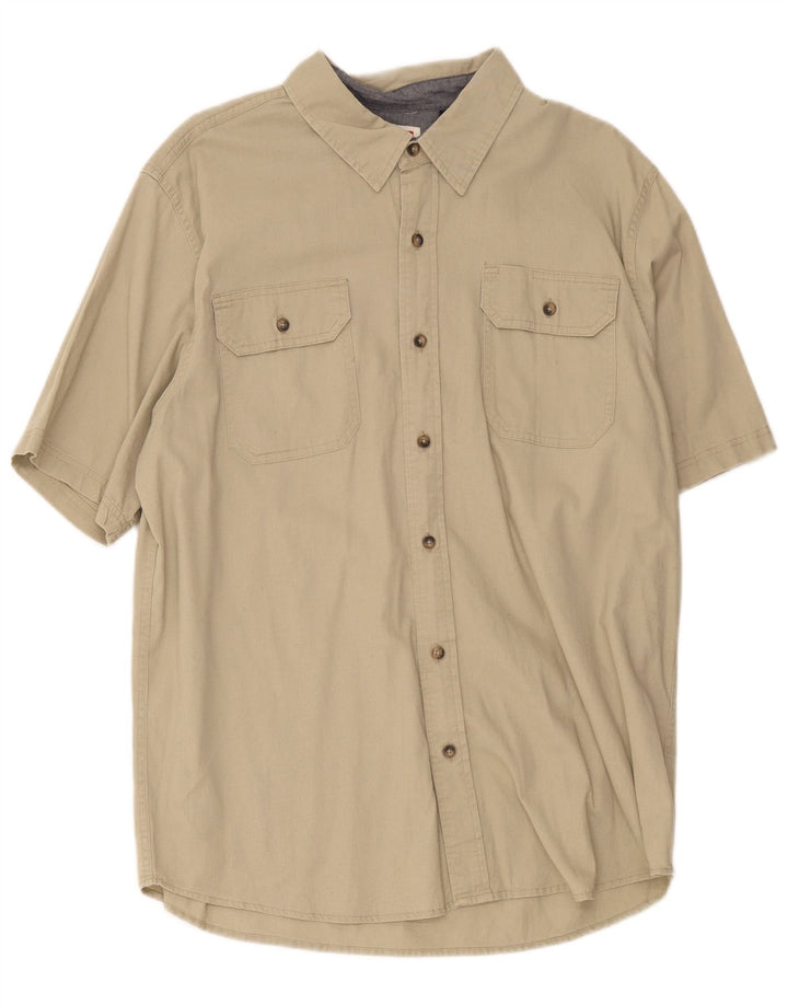 Wrangler Camisa De Manga Corta Regular Fit Para Hombre Algodón Caqui Grande